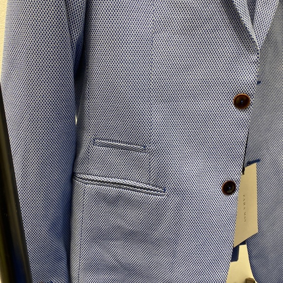 Brand New Men Zara Blue Textured Suit Size 40 Jacket and Size 31 Pants! - Picture 13 of 14